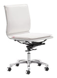 Zuo Modern Lider 100% Polyurethane, Steel, Aluminum Alloy Modern Commercial Grade Armless Office Chair White, Silver 100% Polyurethane, Steel, Aluminum Alloy