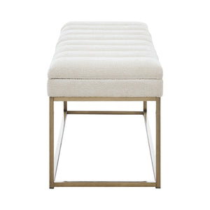 New Pacific Direct Darius Fabric Bench Opus Cream with Brushed Gold Leg Finish 1600080-567-NPD