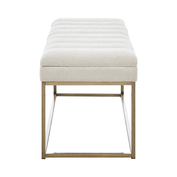 New Pacific Direct Darius Fabric Bench Opus Cream with Brushed Gold Leg Finish 1600080-567-NPD