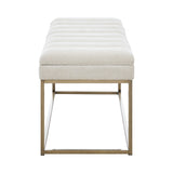 New Pacific Direct Darius Fabric Bench Opus Cream with Brushed Gold Leg Finish 1600080-567-NPD