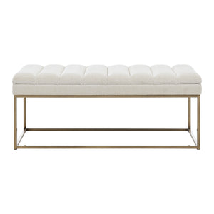New Pacific Direct Darius Fabric Bench Opus Cream with Brushed Gold Leg Finish 1600080-567-NPD