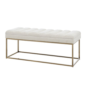 New Pacific Direct Darius Fabric Bench Opus Cream with Brushed Gold Leg Finish 1600080-567-NPD