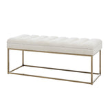 New Pacific Direct Darius Fabric Bench Opus Cream with Brushed Gold Leg Finish 1600080-567-NPD