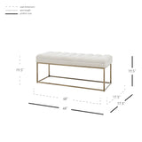 New Pacific Direct Darius Fabric Bench Opus Cream with Brushed Gold Leg Finish 1600080-567-NPD