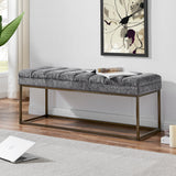 New Pacific Direct Darius Fabric Bench Opus Gray with Brushed Gold Leg Finish 1600080-568-NPD