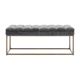 New Pacific Direct Darius Fabric Bench Opus Gray with Brushed Gold Leg Finish 1600080-568-NPD