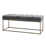 New Pacific Direct Darius Fabric Bench Opus Gray with Brushed Gold Leg Finish 1600080-568-NPD