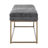 New Pacific Direct Darius Fabric Bench Opus Gray with Brushed Gold Leg Finish 1600080-568-NPD