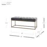 New Pacific Direct Darius Fabric Bench Opus Gray with Brushed Gold Leg Finish 1600080-568-NPD