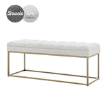 New Pacific Direct Darius Fabric Bench Boucle Beige with Brushed Gold Leg Finish 1600081-563-NPD