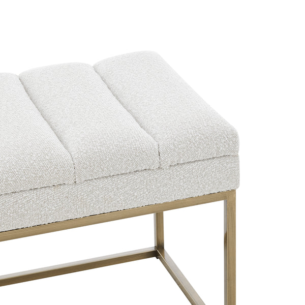 New Pacific Direct Darius Fabric Bench Boucle Beige with Brushed Gold Leg Finish 1600081-563-NPD