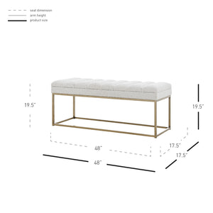 New Pacific Direct Darius Fabric Bench Boucle Beige with Brushed Gold Leg Finish 1600081-563-NPD