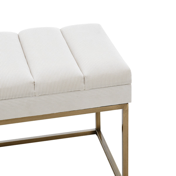 New Pacific Direct Darius Fabric Bench Montello White with Brushed Gold Leg Finish 1600082-569-NPD