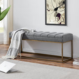 New Pacific Direct Darius Fabric Bench Montello Gray with Brushed Gold Leg Finish 1600082-570-NPD