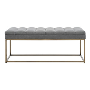 New Pacific Direct Darius Fabric Bench Montello Gray with Brushed Gold Leg Finish 1600082-570-NPD