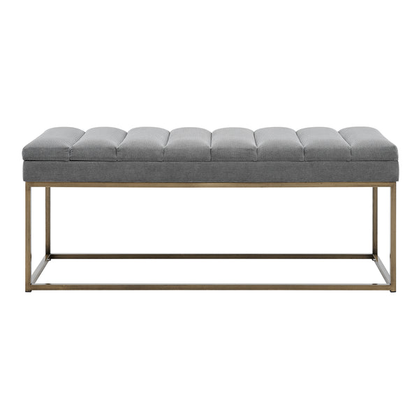New Pacific Direct Darius Fabric Bench Montello Gray with Brushed Gold Leg Finish 1600082-570-NPD