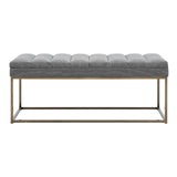 New Pacific Direct Darius Fabric Bench Montello Gray with Brushed Gold Leg Finish 1600082-570-NPD