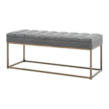 New Pacific Direct Darius Fabric Bench Montello Gray with Brushed Gold Leg Finish 1600082-570-NPD