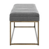 New Pacific Direct Darius Fabric Bench Montello Gray with Brushed Gold Leg Finish 1600082-570-NPD