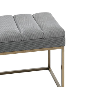 New Pacific Direct Darius Fabric Bench Montello Gray with Brushed Gold Leg Finish 1600082-570-NPD