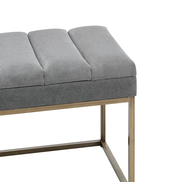 New Pacific Direct Darius Fabric Bench Montello Gray with Brushed Gold Leg Finish 1600082-570-NPD
