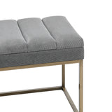 New Pacific Direct Darius Fabric Bench Montello Gray with Brushed Gold Leg Finish 1600082-570-NPD