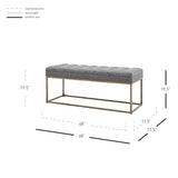 New Pacific Direct Darius Fabric Bench Montello Gray with Brushed Gold Leg Finish 1600082-570-NPD