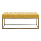 New Pacific Direct Darius Fabric Bench Montello Yellow with Brushed Gold Leg Finish 1600082-571-NPD