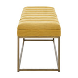 New Pacific Direct Darius Fabric Bench Montello Yellow with Brushed Gold Leg Finish 1600082-571-NPD