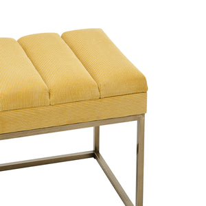 New Pacific Direct Darius Fabric Bench Montello Yellow with Brushed Gold Leg Finish 1600082-571-NPD