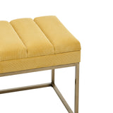 New Pacific Direct Darius Fabric Bench Montello Yellow with Brushed Gold Leg Finish 1600082-571-NPD