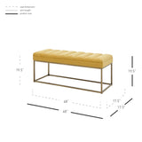 New Pacific Direct Darius Fabric Bench Montello Yellow with Brushed Gold Leg Finish 1600082-571-NPD