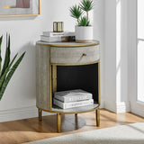 New Pacific Direct Loretta Faux Shagreen Side/ End Table 1600089-NPD