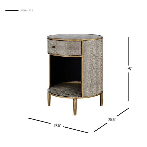 New Pacific Direct Loretta Faux Shagreen Side/ End Table 1600089-NPD