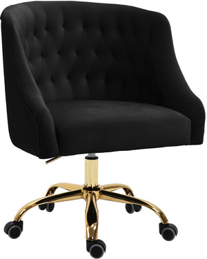 Arden Velvet / Engineered Wood / Foam Contemporary Black Velvet Office Chair - 25.5" W x 23" D x 33"-36" H