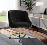 Arden Velvet / Engineered Wood / Foam Contemporary Black Velvet Office Chair - 25.5" W x 23" D x 33"-36" H