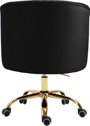 Arden Velvet / Engineered Wood / Foam Contemporary Black Velvet Office Chair - 25.5" W x 23" D x 33"-36" H