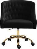 Arden Velvet / Engineered Wood / Foam Contemporary Black Velvet Office Chair - 25.5" W x 23" D x 33"-36" H