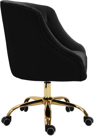 Arden Velvet / Engineered Wood / Foam Contemporary Black Velvet Office Chair - 25.5" W x 23" D x 33"-36" H