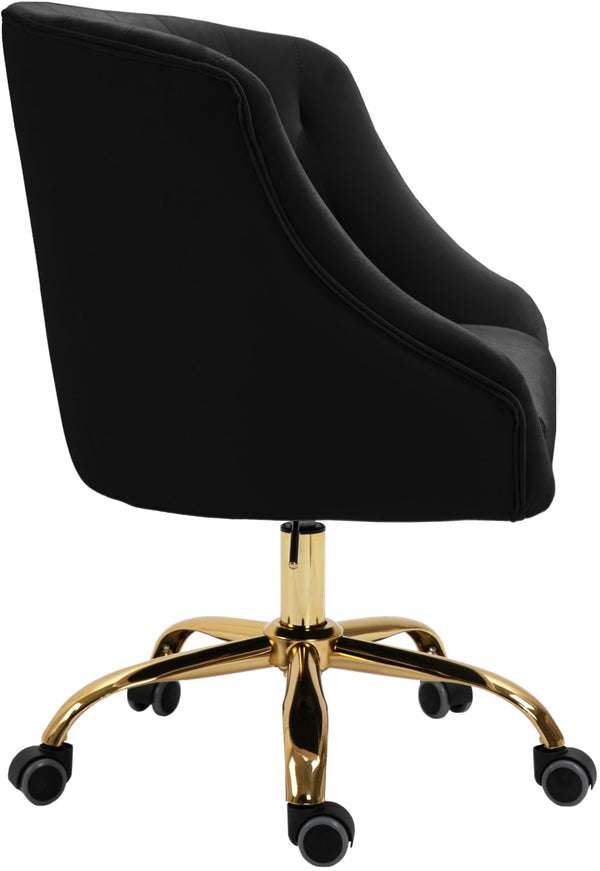Arden Velvet / Engineered Wood / Foam Contemporary Black Velvet Office Chair - 25.5" W x 23" D x 33"-36" H