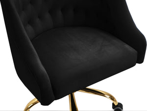 Arden Velvet / Engineered Wood / Foam Contemporary Black Velvet Office Chair - 25.5" W x 23" D x 33"-36" H