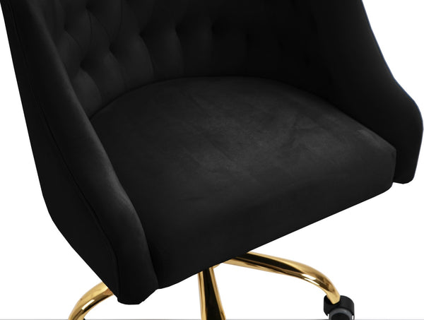 Arden Velvet / Engineered Wood / Foam Contemporary Black Velvet Office Chair - 25.5" W x 23" D x 33"-36" H