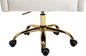 Arden Velvet / Engineered Wood / Foam Contemporary Cream Velvet Office Chair - 25.5" W x 23" D x 33"-36" H