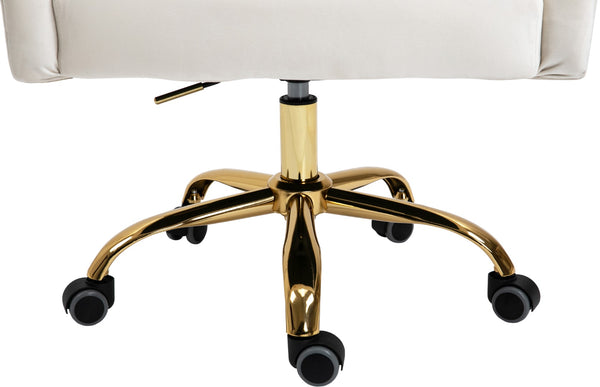 Arden Velvet / Engineered Wood / Foam Contemporary Cream Velvet Office Chair - 25.5" W x 23" D x 33"-36" H