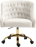 Arden Velvet / Engineered Wood / Foam Contemporary Cream Velvet Office Chair - 25.5" W x 23" D x 33"-36" H