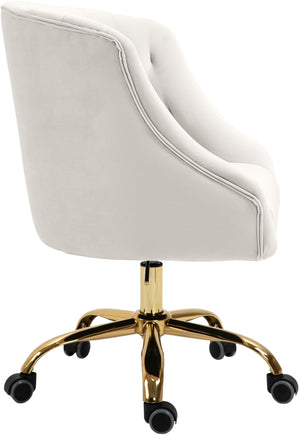 Arden Velvet / Engineered Wood / Foam Contemporary Cream Velvet Office Chair - 25.5" W x 23" D x 33"-36" H