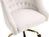 Arden Velvet / Engineered Wood / Foam Contemporary Cream Velvet Office Chair - 25.5" W x 23" D x 33"-36" H