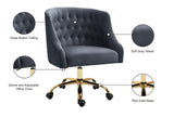 Arden Velvet / Engineered Wood / Foam Contemporary Grey Velvet Office Chair - 25.5" W x 23" D x 33"-36" H