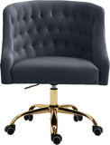 Arden Velvet / Engineered Wood / Foam Contemporary Grey Velvet Office Chair - 25.5" W x 23" D x 33"-36" H