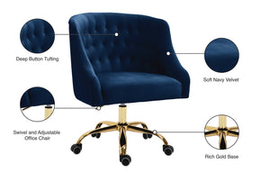 Arden Velvet / Engineered Wood / Foam Contemporary Navy Velvet Office Chair - 25.5" W x 23" D x 33"-36" H